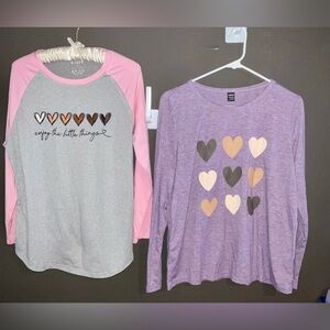 SHEIN Pink/Purple Long Sleeve Tees LARGE